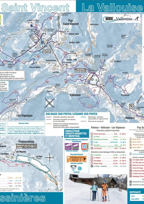 Plan des pistes piétons et raquettes 2023/2024 - Pays des Écrins