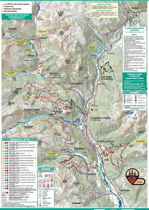 Plan des circuits VTT et circuits Trail - Été 2024