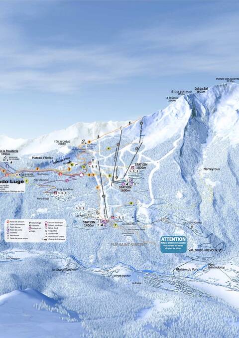 Plan des pistes - site nordique de Puy Saint Vincent