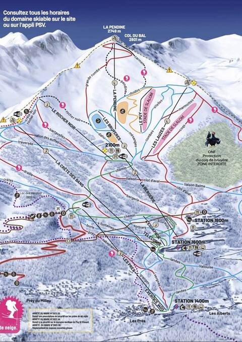 Plan des pistes - domaine de ski alpin Puy Saint Vincent