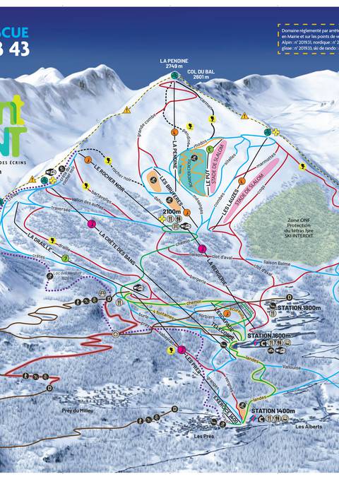 Plan des pistes de Puy Saint Vincent